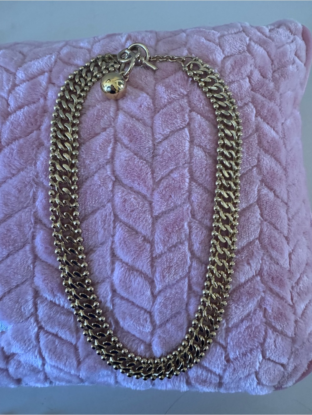 Anne Klein Gold Tone Herringbone Necklace - VTG